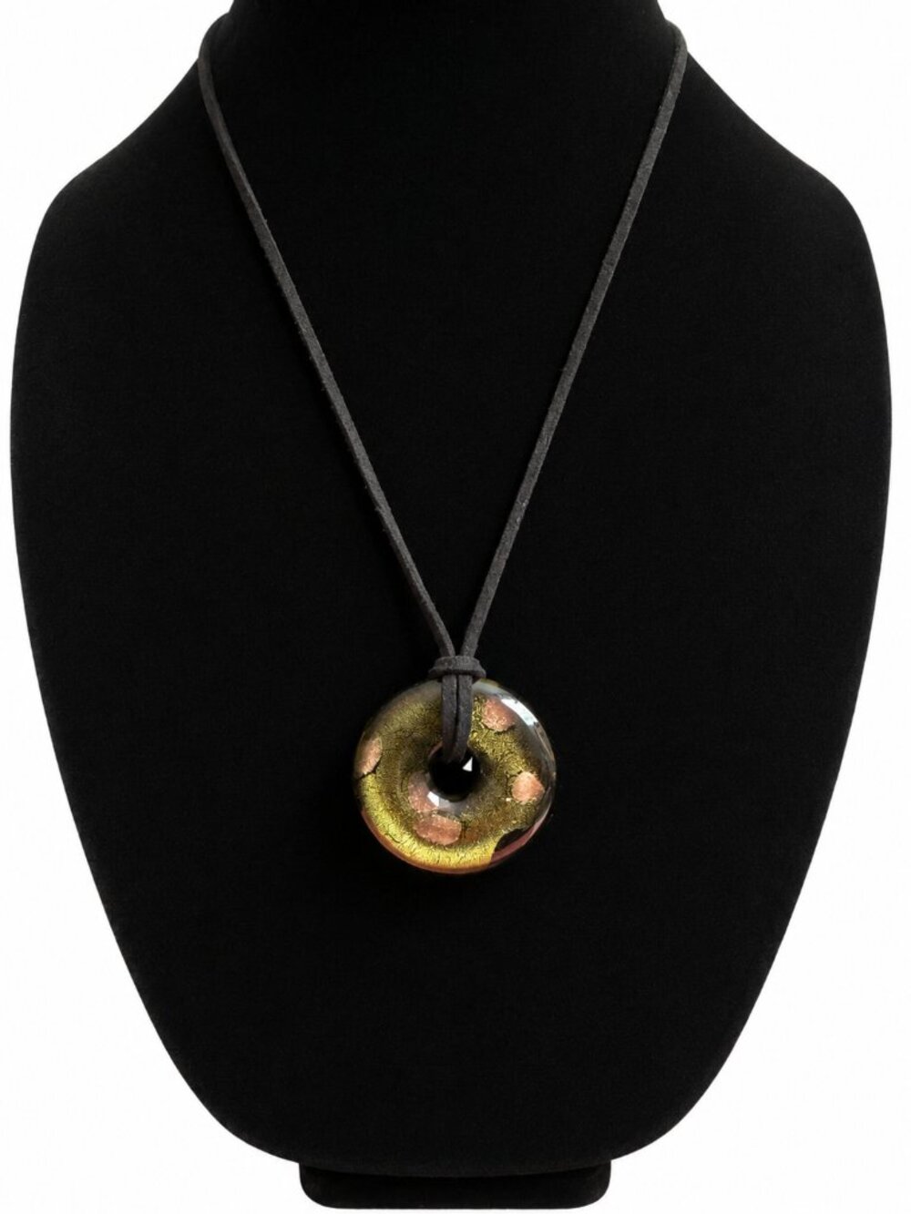 Garold C. Miller Friends Collection Fused Art Glass Donut Necklace NWT